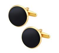 GWD Gold CuffLinks for Men Classic Round Cufflink Business Wedding Shirts Cuff links Mens Jewelry, 17mm, Copper, no gemstone