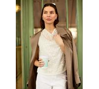 GWD Imara Floral Embroidery, Sheer Mesh Sparkle Top - Cream - 16