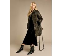 GWD Megan Leopard Coat with Detachable Black Faux Fur Scarf and Cuffs - Multi - 14