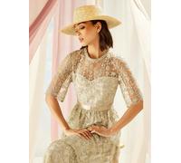 GWD Saffron Embroidered Lace Midi Dress - Sage Green - 12