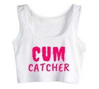 Gwdqone Anal Slut Cum Catcher Funny Sex Cum Slut Woman Cotton Sleeveless Crop Top Vest White