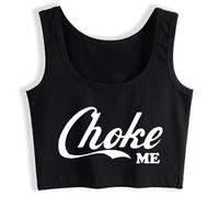 Gwdqone Choke Me Flirting Crop Top Hotwife Fun Sassy Slogan Cotton Tank Tops Swinger Naughty Black