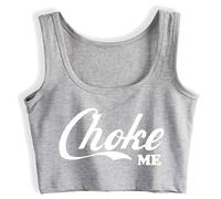 Gwdqone Choke Me Flirting Crop Top Hotwife Fun Sassy Slogan Cotton Tank Tops Swinger Naughty Silver