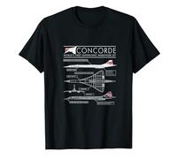 Gwdqone Concorde British Airways Schematic Design Men Women Cotton T-Shirt Black
