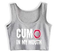 Gwdqone Crop Top Cum in My Mouth Cotton Sleeveless Woman Tank Top Vest Silver