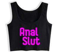 Gwdqone Crop Top Swinger Party Adult Anal Slut Women Cotton Sleeveless Yoga Black