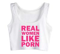 Gwdqone Crop Top Women Like Porn Sleeveless Vest Top Summer Cotton Sport White