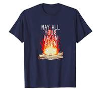Gwdqone Demon Fire Calcifer All Bacon Burn Men Women Cotton T-Shirt Navy Blue