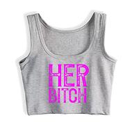 Gwdqone Her Bitch Proud Lesbian Cotton Sleeveless Crop Top Silver
