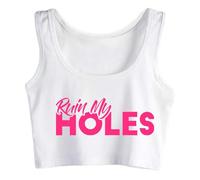 Gwdqone Hotwife Humorous Tank Tops Ruin My Holes Crop Top Naughty Sleeveless White