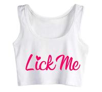 Gwdqone Lick Me Cotton Crop Top Hotwife Funny Flirting Naughty Tank Tops Swinger White