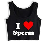 Gwdqone Love Sperm Crop Top Woman Sleeveless Cotton Tank Top Vest Dirty Letters Black