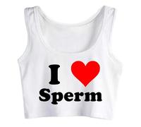 Gwdqone Love Sperm Crop Top Woman Sleeveless Cotton Tank Top Vest Dirty Letters White