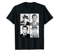 Gwdqone Mafia Mugshot Gangster Lucky Luciano John Gotti Al Capone Cotton Shirt Black