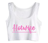 Gwdqone New Summer Crop Top Cute Hotwife Line Breathable Sleeveless Gift for Woman Wife White