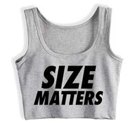 Gwdqone Size Matters Woman Cotton Crop Top Sleeveless Vest Top Silver