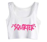 Gwdqone Squirter Cotton Crop Top Hotwife Humorous Fun Flirting Tank Tops Swinger Naughty Sports Training White