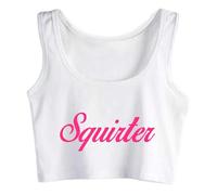 Gwdqone Squirter Cotton Naughty Crop Top Fun Humorous Flirting Tank Tops Swinger Naughty Sleeveless White