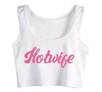 Gwdqone Swinging Lifestyle Hotwife with A Hall Pass Tank Top Round Collar Summer Slim Fit Crop Top Vest White