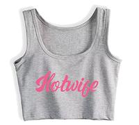 Gwdqone Swinging Lifestyle Hotwife with A Hall Pass Tank Top Round Collar Summer Slim Fit Crop Top Vest Silver