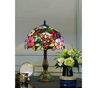 12 Inch Vintage Pastoral Gorgeous Flowers Stained Glass Style Table Lamp Bedroom Lamp Bedside Lamp