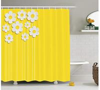 gwegvhvg Yellow Decor Shower Curtain Set Spring Flowers Daisy Pattern on Clean Background Blossom Meadow Scenic Art Print Bathroom Accessories 180CM Extralong Yellow White