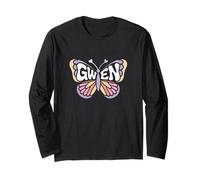 Gwen Butterfly - Personalized Cute Name Word Art Long Sleeve T-Shirt