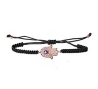 Gwency Design Unisex Handmade Braided Rope Lucky String Bracelet with Hamsa Evil Eye Charm - Adjustable Couple Bracelets for Peace and Protection - Women's Jewelry, Adjustable, zircon gemstone