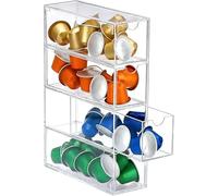 Gwezmxs Acrylic Coffee Pods Storage Box with 4 Drawer, 7"×2.6"×9.7" Transparent Organiser Holder for Nespresso Capsule