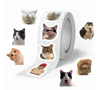Gwezmxs Funny Cat Meme Stickers Roll for Adults Kids, Cute Decor for Laptop, Skateboard, Scrapbook, 500Pcs