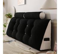 GWFBLID Headboard Pillow + A Long Neck Roll Pillow Body Pillow Faux Fur Headboard Wedge Pillow with Removable Cover Back Pillow Bed Sitting Up Back-Rest Support Cushion for Bed Dorm Sofa