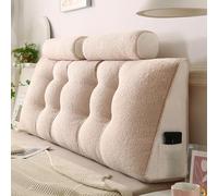 GWFBLID Headboard Pillow + A Long Neck Roll Pillow Body Pillow Faux Fur Headboard Wedge Pillow with Removable Cover Back Pillow Bed Sitting Up Back-Rest Support Cushion for Bed Dorm Sofa