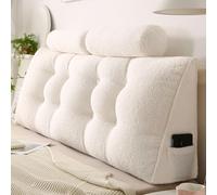 GWFBLID Headboard Pillow + A Long Neck Roll Pillow Body Pillow Faux Fur Headboard Wedge Pillow with Removable Cover Back Pillow Bed Sitting Up Back-Rest Support Cushion for Bed Dorm Sofa