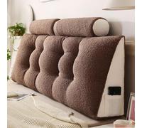 GWFBLID Headboard Pillow + A Long Neck Roll Pillow Body Pillow Faux Fur Headboard Wedge Pillow with Removable Cover Back Pillow Bed Sitting Up Back-Rest Support Cushion for Bed Dorm Sofa