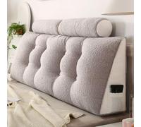 GWFBLID Headboard Pillow + A Long Neck Roll Pillow Body Pillow Faux Fur Headboard Wedge Pillow with Removable Cover Back Pillow Bed Sitting Up Back-Rest Support Cushion for Bed Dorm Sofa
