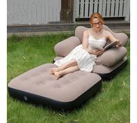 GWFBLID Inflatable Couch Bed Multifunctional Inflatable Sofa with L-shaped Armrest Portable Foldable Recliner Bed for Adults Indoor & Outdoor Air Mattress Sofa Lazy Blow Up Chair for Camping Home