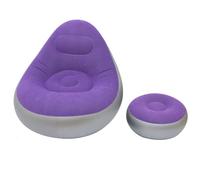 GWFBLID Inflatable Lounge Chair for Adults Portable PVC Blow Up Sofa Folding Portable Lazy Sofa with Foot Stool Lazy Flocking Recliner Chair Air Couch Sofa for Indoor Outdoor Travel Camping