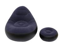 GWFBLID Inflatable Lounge Chair for Adults Portable PVC Blow Up Sofa Folding Portable Lazy Sofa with Foot Stool Lazy Flocking Recliner Chair Air Couch Sofa for Indoor Outdoor Travel Camping