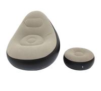 GWFBLID Inflatable Lounge Chair for Adults Portable PVC Blow Up Sofa Folding Portable Lazy Sofa with Foot Stool Lazy Flocking Recliner Chair Air Couch Sofa for Indoor Outdoor Travel Camping