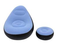 GWFBLID Inflatable Lounge Chair for Adults Portable PVC Blow Up Sofa Folding Portable Lazy Sofa with Foot Stool Lazy Flocking Recliner Chair Air Couch Sofa for Indoor Outdoor Travel Camping