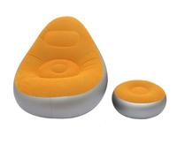 GWFBLID Inflatable Lounge Chair for Adults Portable PVC Blow Up Sofa Folding Portable Lazy Sofa with Foot Stool Lazy Flocking Recliner Chair Air Couch Sofa for Indoor Outdoor Travel Camping