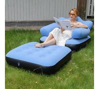 GWFBLID Soft Inflatable Couch Bed Thickened Flocked PVC Blow Up Sofa Mattress Portable PVC Blow Up Sofa with waterproof flocked top Indoor Blow up Lounger Chairs for Home Travel Camping