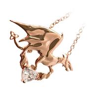 GWG Jewellery 18K Rose Gold Coated Dragon with Diamond Clear Stone Heart and Celtic Trinity Knot Unusual Pendant Necklace in Gift Box for Women