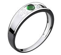 GWG Jewellery 925 Sterling Silver Emerald Green Stone Adorned with Triskelions Ancient Medieval Design Ring - 7 in Gift Box for Women