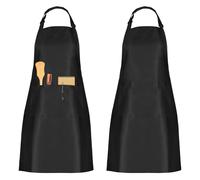 GWHOLE 2 Pack Apron Adjustable Chef Apron with Pockets for Men and Women Home Kitchen Baking Gardening Restaurant Coffee house BBQ（Black）
