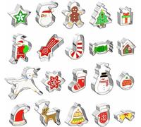 GWHOLE 20 Pcs Large Christmas Cookie Cutter Stainless Steel Biscuits Baking Mould in The Shape of Santa Claus, Gingerbread Man,Snowflake,Christmas Tree for Christmas Baking Accessories