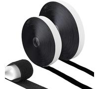 GWHOLE 20mm x 10 Meter 2 Roll Hook and Loop Self Adhesive Tape Roll Fastening Tape White for Home,Office & DIY Crafts- Strips (Black)