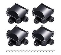 GWHOLE 4 Pcs IP66 Junction Box Waterproof 3 Way Connector Gland Electrical Junction Box - Black