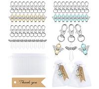 GWHOLE 90pcs Guardian Angel Keychains with 30 Angel Keyrings 30 Organza Bags 30 Thank You Tags, Thank You Gifts for Teacher Nurse Guests Baby Shower Wedding Christening