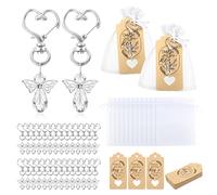 GWHOLE 90pcs Guardian Angel Keychains with Keyring Organza Bags Thank You Tags,Thank You Gifts for Colleagues Teacher Nurse Guest Baby Shower Wedding Christening（30 Sets）